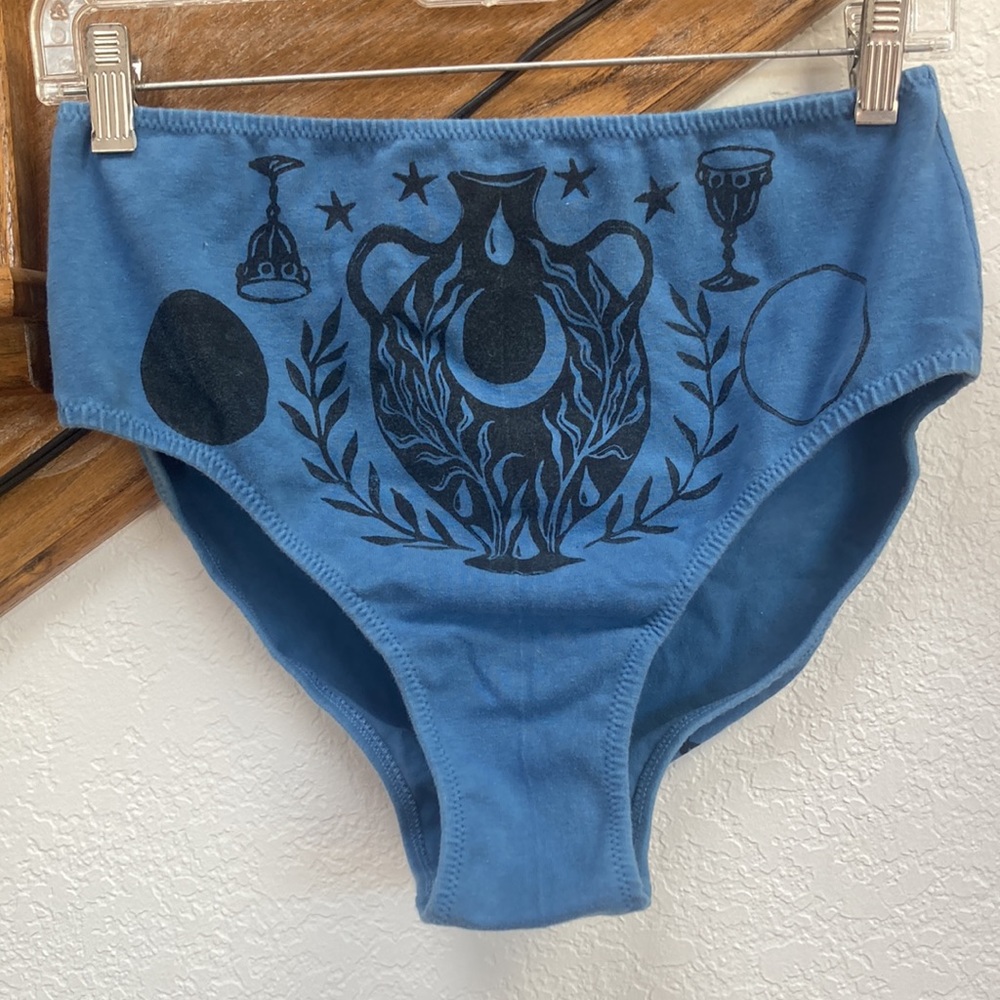 Delphi cheeky brief serpent and bow indigo blue hand stamped organic